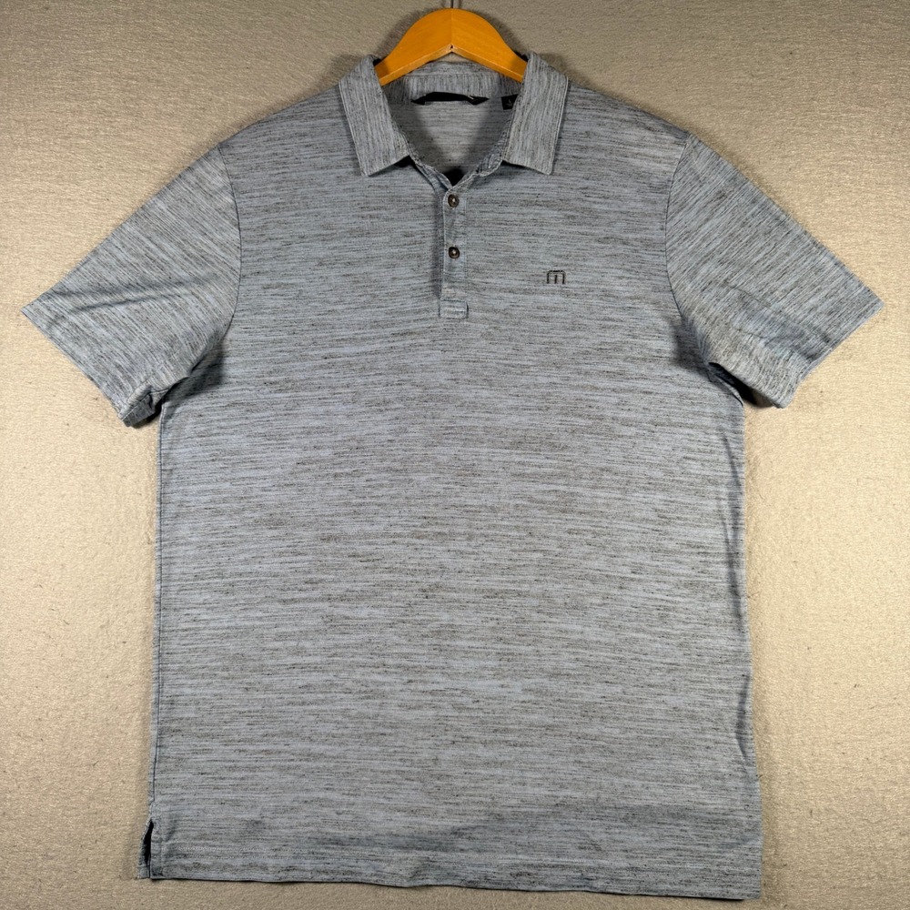 TravisMathew Mens Blue Heather Space Dye Polo Shirt 1MP011 Size Large L
